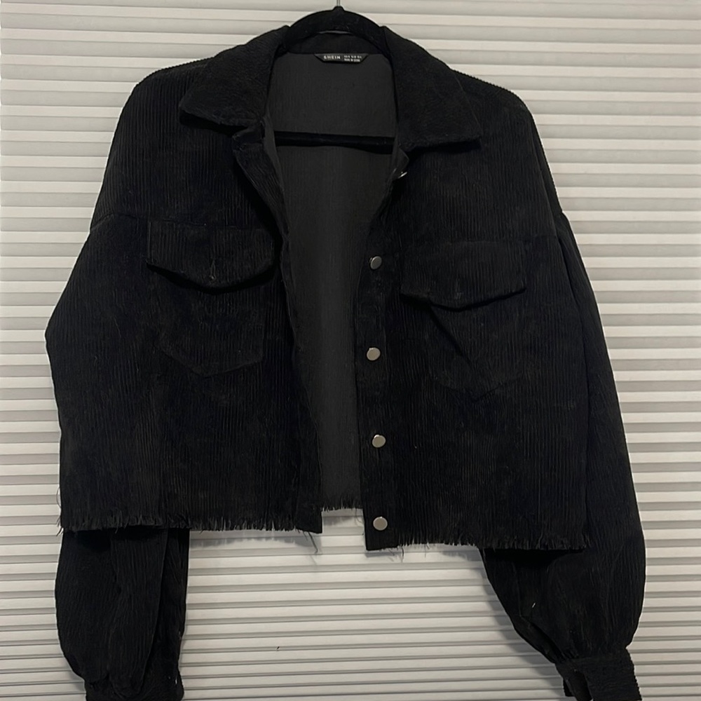Shein Medium black corduroy cropped jacket
